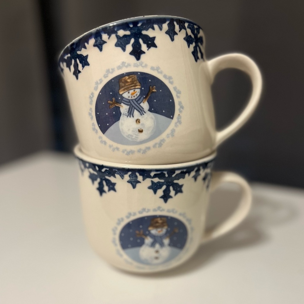 Folkcraft Stoneware Snowman Mug Set